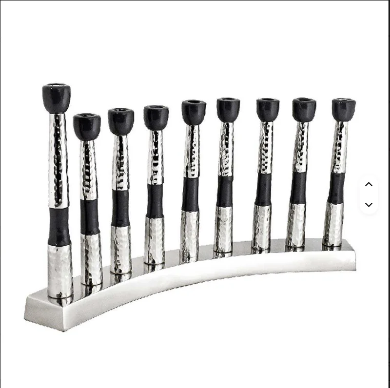 Anodised Hammer Silver Menorah
