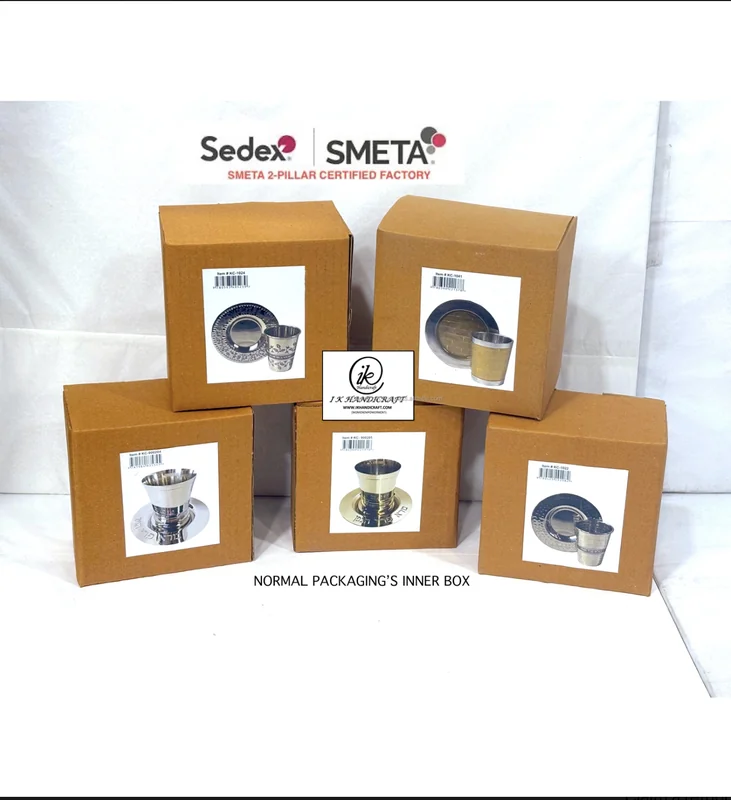 Checker Enamel Wine Goblet set with silver strips - Image 4